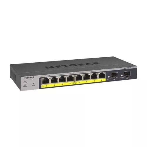 NETGEAR 10-Port PoE Gigabit Ethernet Smart Switch (GS110TP) - Managed, with 8 x