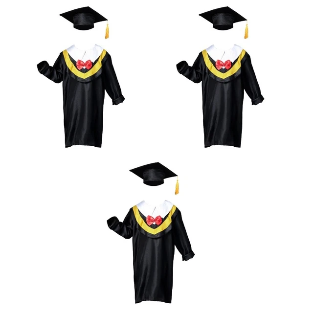 3pcs Kids Graduation Gown and Doctoral and Gown for Children of 130cm Height
