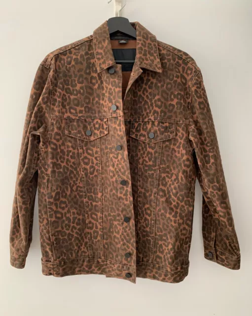 Alexander Wang Daze Animal Print Denim Jacket Oversized in Tan Leopard Print  3