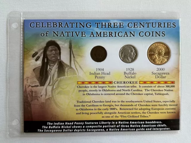 Celebrating Three Centuries of Native American Coins 3-pc Collection 1904-2000