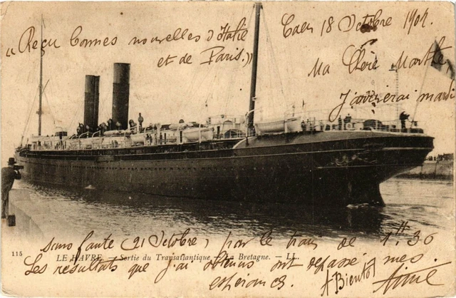 CPA AK Exit de Transatlantique - La Bretagne - Le Havre - Ships (774513)
