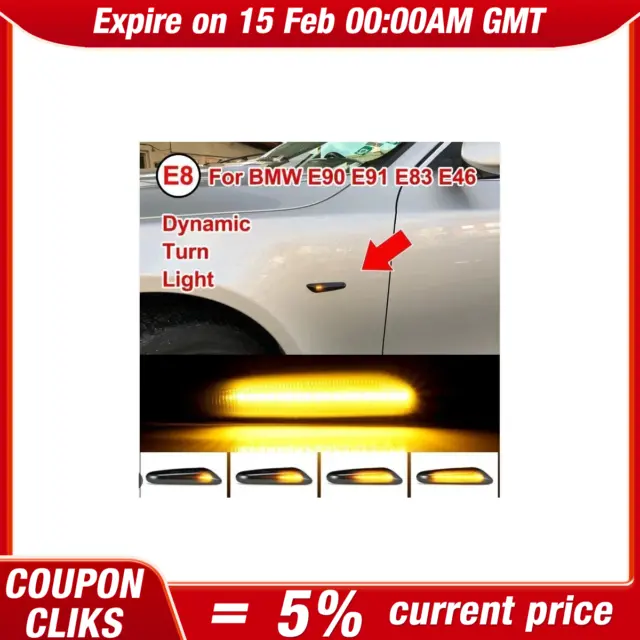 2X Dynamic LED Side Indicator light Turn Signal For BMW E90 E91 E92 E60 E87 E82