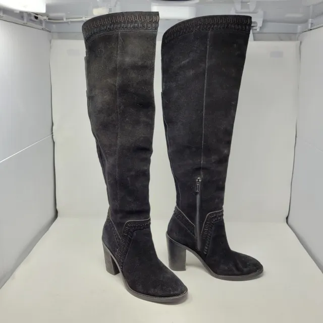Vince Camuto Madolee Boots Womens Size 8M Black Suede Over the Knee Heeled Boots