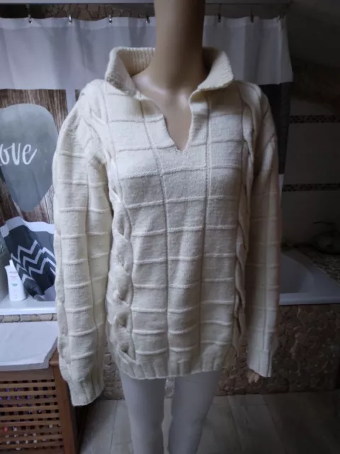 Superbe   pull  tricoté main 70  %  laine PHILDAR  taille 40  / 42 parfait état