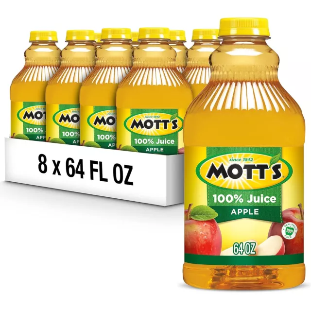 (8 Pack) Mott's 100% Original Apple Juice, Vitamin C Rich, No Added Sugar, 64 Oz