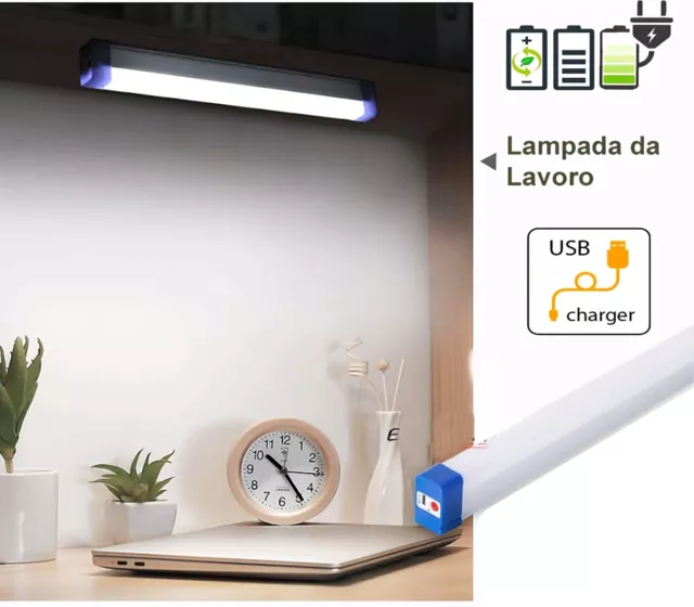 Lampada Emergenza LED Portatile 32cm Magnete Ricaricabile USB Torcia campeggio 2