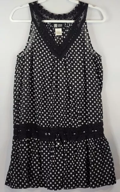 Coco Reef Dress Womens Size Small Black White Polka Dot V Neck Sleeveless Top