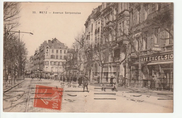METZ - Moselle - CPA 57 - Rues - Avenue Serpenoise - Café excelsior