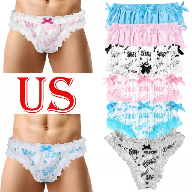 Men's Satin Bloomers Underwear Sissy Panties Lingerie Bikini Briefs  Underwear