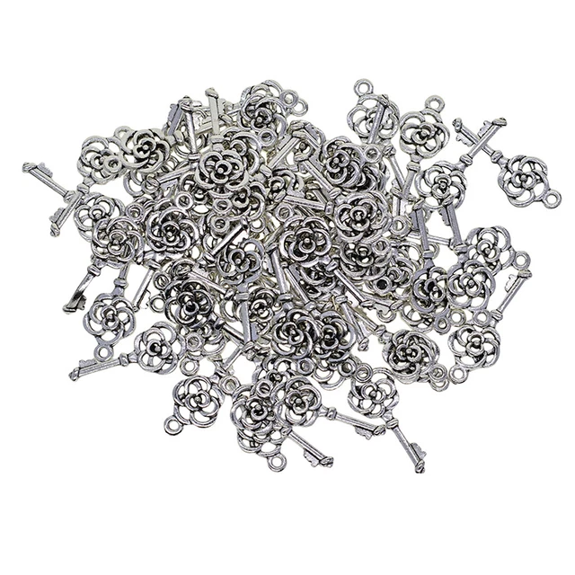 50 pcs Filigree Rose Blume Charms Anhänger Baumeln Perlen Schmuck Diy