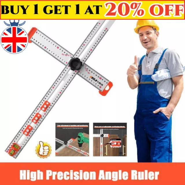 2in1 Drilling Positioning Ruler High Precision Angle Ruler Woodworking Tool