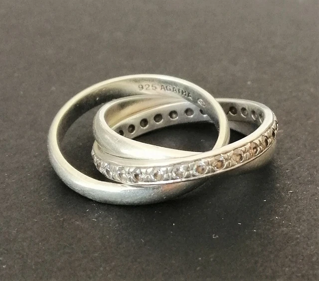 Bague Ancienne En Argent Massif 925 - Style Jonc Alliance Dôme - Taille 52 - Créateur AGATHA ?