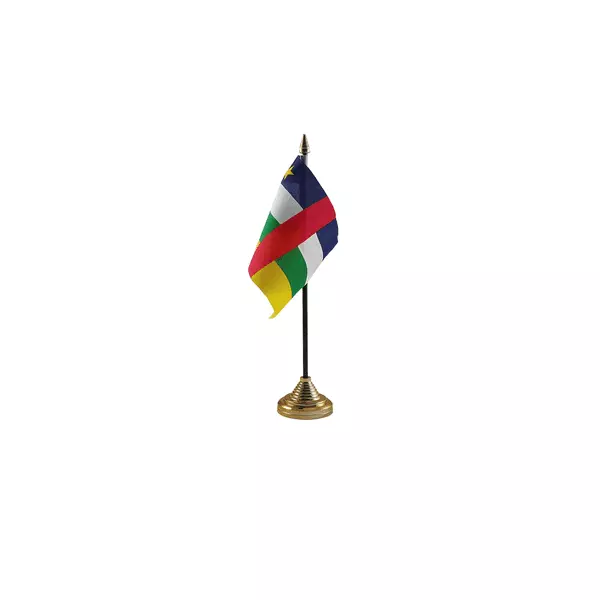 Pack 3 (6"" x 4"") Flagge Zentralafrikanische Republik Schreibtischplatte Tischflaggen & Goldbasen