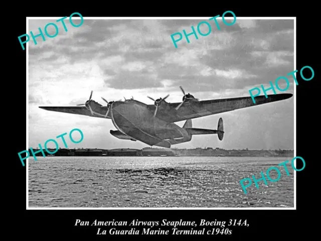 OLD 8x6 HISTORIC AVIATION PHOTO OF PAN AM BOEING SEAPLANE c1944 La GUARDIA