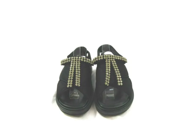 Marni Fusbett Crystal-Embellished Black Quilted-Satin Sandals Sz 36.5 US6.5 $800