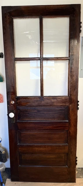 31-1/2” X 78-3/4” Antique Vintage Solid Wood Exterior Entry Door 4-pane Glass