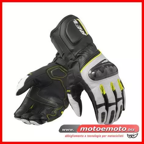 Guanti Moto Pelle Revit Sportivi Rev'it RSR 3 Bianco Nero Giallo Fluo