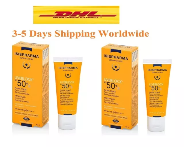 2X Isis Pharma Uveblock SPF 50+ Tintado Seco Táctil Líquido Sensible Para la Piel