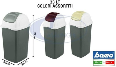 BAMA PATTUMIERA CON COPERCHIO BASCULANTE EUROPA 33LITRI BIANCA IN PLASTICA RESISTENTE 