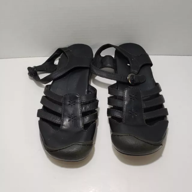 KEEN PARADISE LEATHER ANKLE CLOSED TOE SLING BACK SANDALS BLACK Womens Sz 9