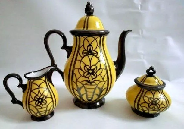 Rosenthal Vintage Porcelain 1949 West Germany Original Yellow Coffee Pot Tea Set