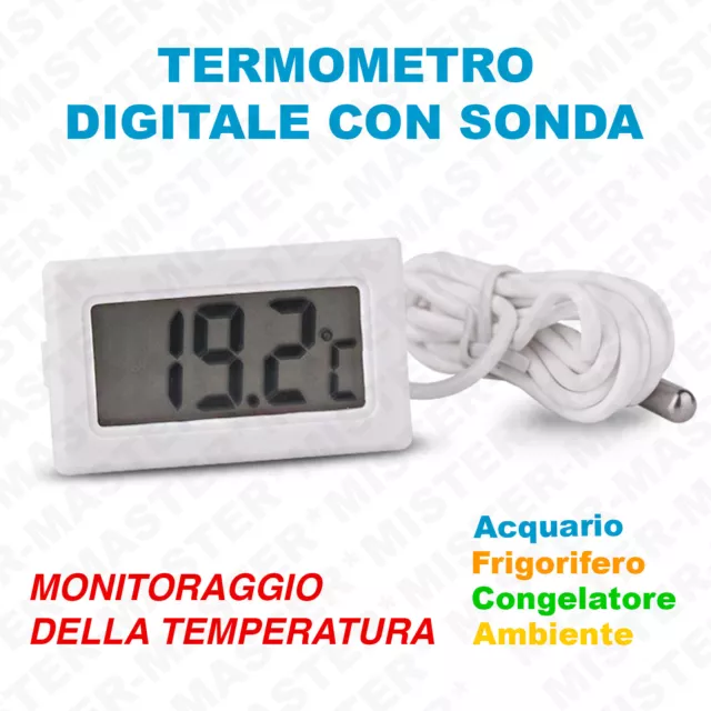 Termometro Digitale  Con Sonda Per Acquario Frigorifero Congelatore Ambiente Ecc