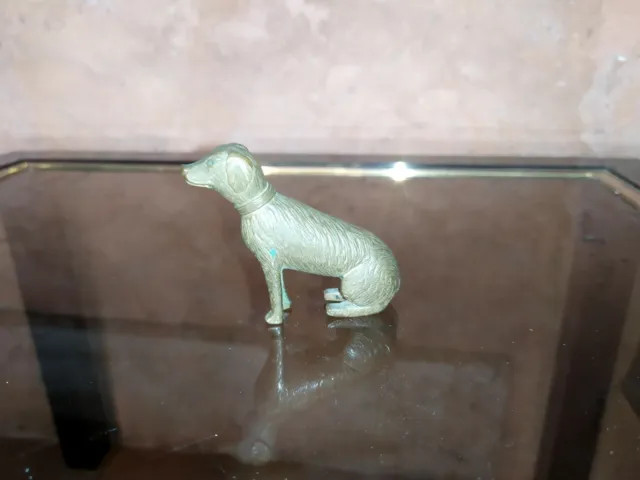 Petit chien assis en bronze , XIX ème Ornement d'encrier Empire 3