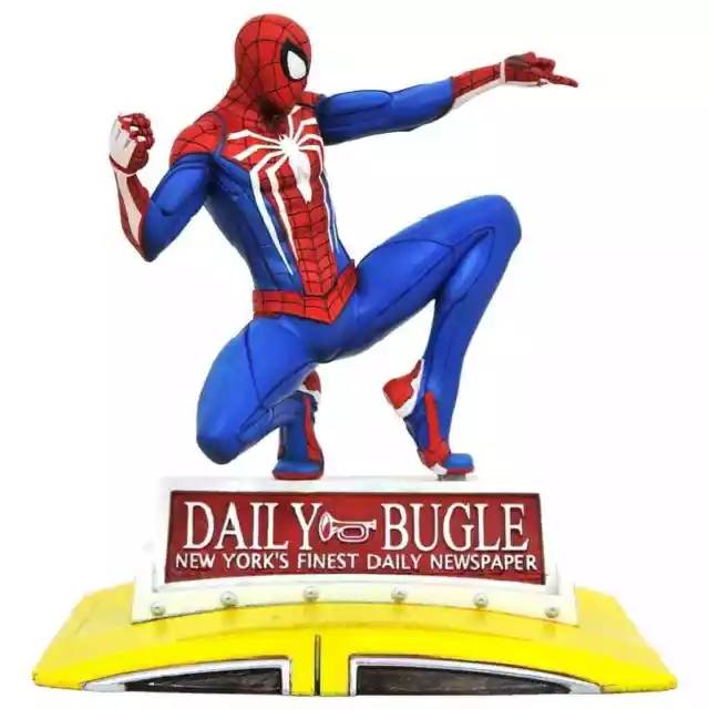 Marvel Gallery Ps4 Spider-Man On Cab 9" Pvc Diorama Toy Figure Statue Gamerverse