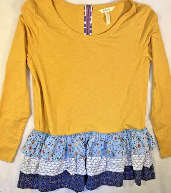 Matilda Jane Weekend Vibes Ruffle Edge Shirt Tunic Womens Medium Mustard