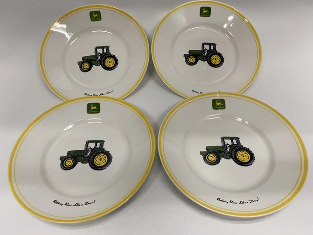 Set of 4 JOHN DEERE 9" Salad Plates/Bowls by Gibson Nothing Runs Like A Deere