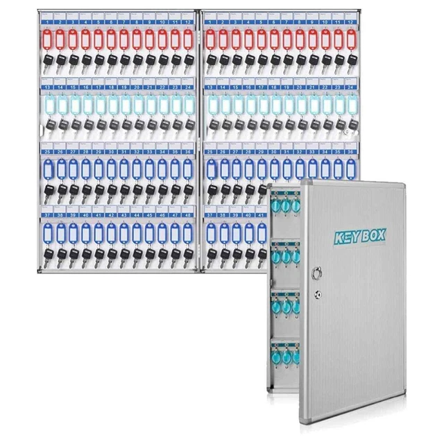 96 Key Wall Mount Heavy Duty Key Storage W Hooks & Tags
