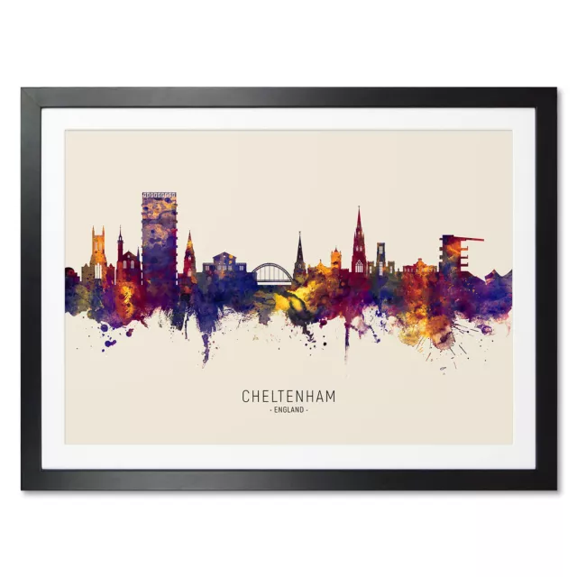 Cheltenham Skyline, Poster, Canvas or Framed Print, watercolour painting 15068