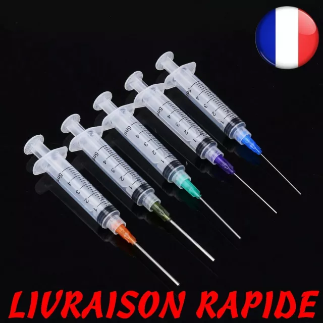 5Pcs 5ml Seringue Distribution Industrielle Pointes d'aiguille Colle Encre Huile