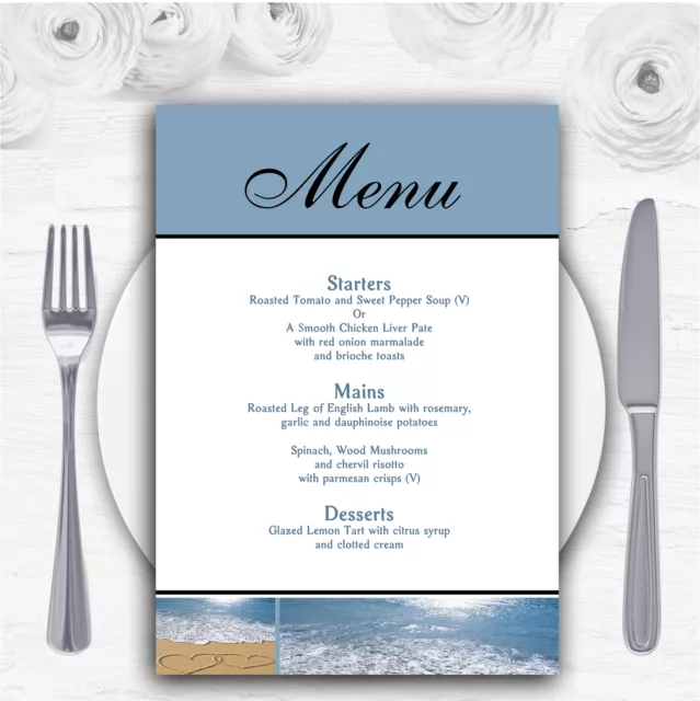 Love Heart Sand Strand Meer personalisierte Hochzeitsmenükarten