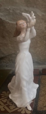 Royal Doulton "Thinking of you" Vintage Lady Figurine In White