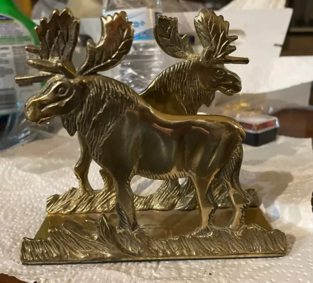 Vintage Solid Brass Moose Napkin Holder-Loyal Order Of Moose, Special Award