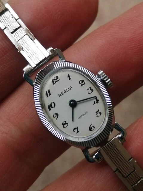 Montre Femme Mécanique Butex Vintage - Cadran Bleu, Bracelet Acier Argenté, Occasion TBE