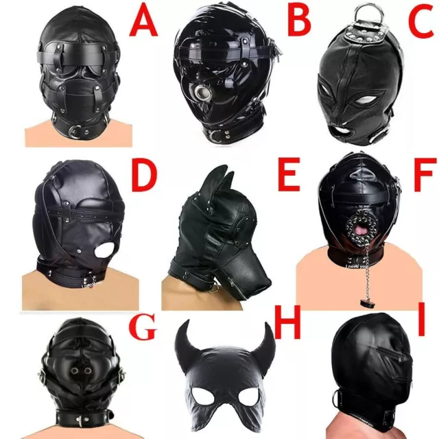 Leather-Padded-Hood-Blindfold-Head-Restraints-Harness-toys-BDSM-Bondage-Gimp-sex