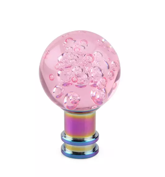 Pink Manual Crystal Bubble Head Gear Car Stick Shift Knob Shifter W/Adapters