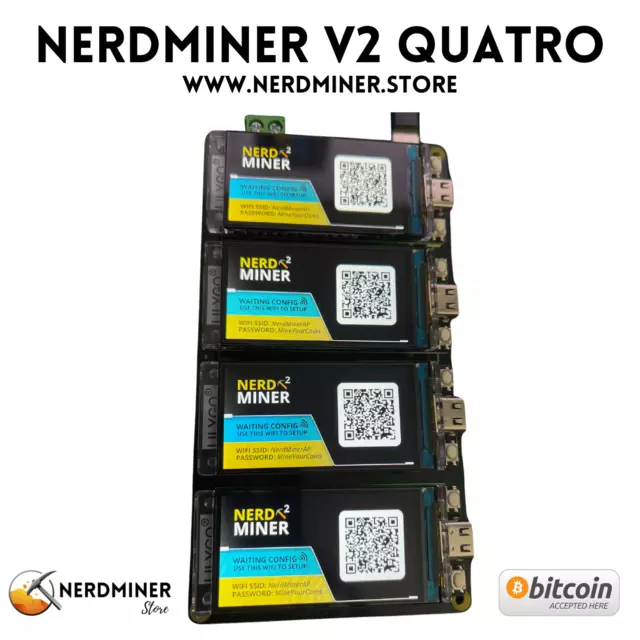 Nerdminer V2 Quatro - Bitcoin Solo Lottery - BTC -  Nerd Miner - Crypto