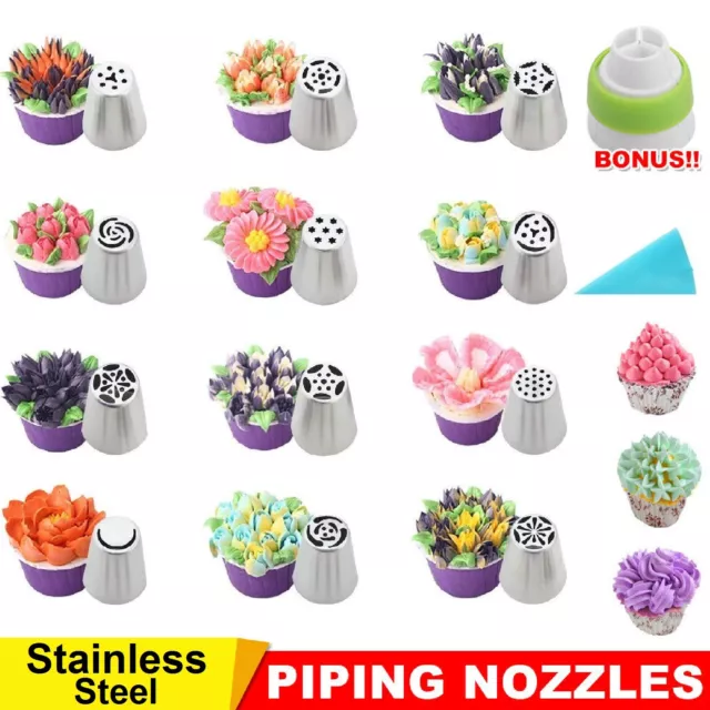 12 Pcs Russian Tulip Flower Cream Nozzles Icing Piping Tips Set Cake DIY Décor