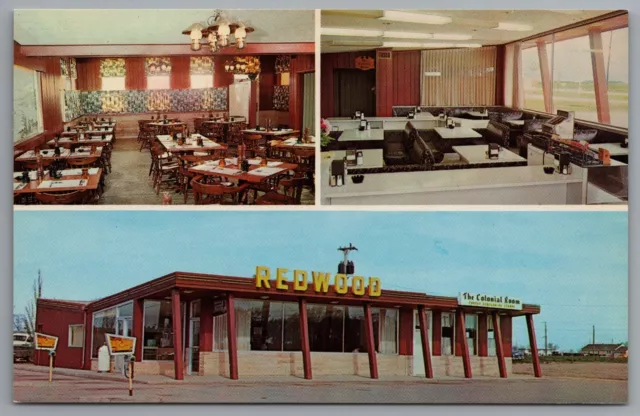 Fairmont MN Redwood Inn Restaurant Diner Roadside c1963 Multiview Postcard