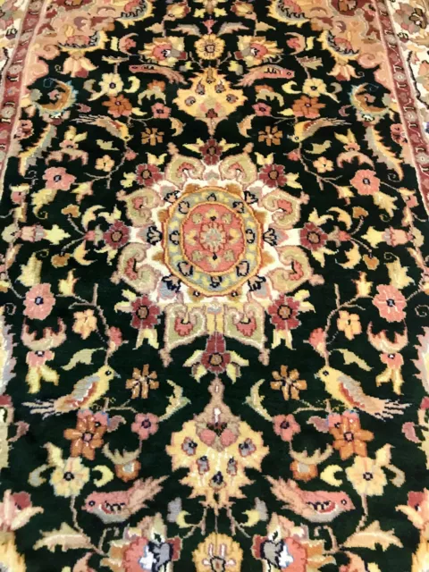 5x8 Carpet Pakistan Rug Big Silk Wool Oriental Handmade Dark Green Large Floral