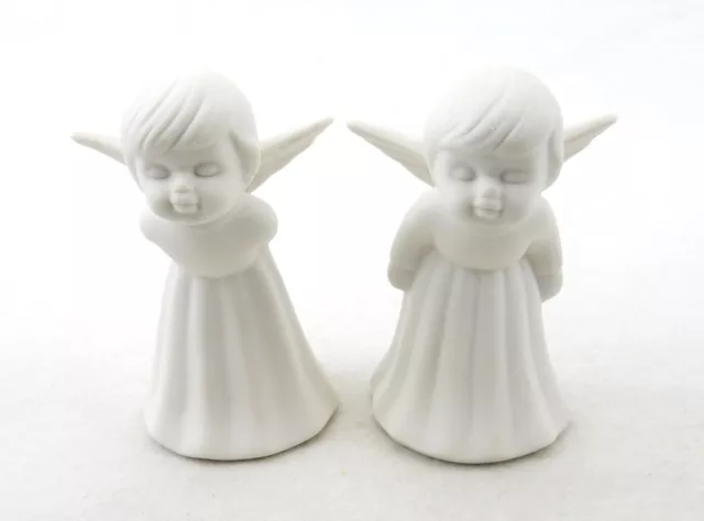 Kissing Angels Figurines, Set of 2 ~  White Porcelain Bisque, 4 1/2"H, #L8070 3