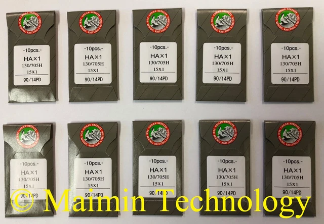 100 Agujas De Máquina De Bordar Para El Hogar Organ Titanio 90/14 Afiladas 15X1 Pd