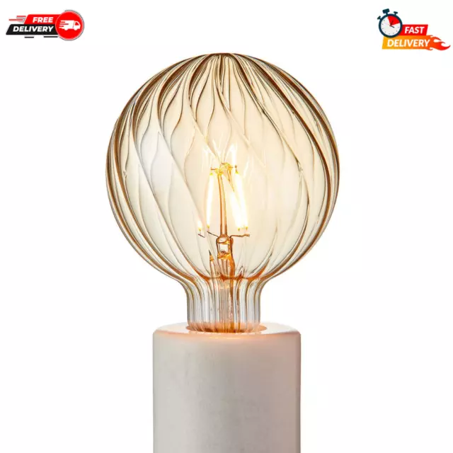 Swirl Globe LED E27 2W Swirl Effect Filament Globe Amber Glass G125 Exposed Look 3