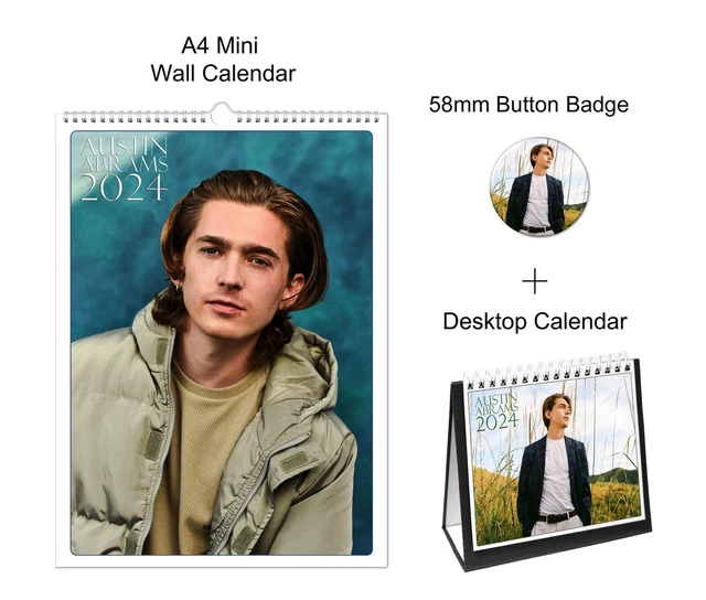 AUSTIN ABRAMS 2025 A4 Wall + Desktop Calendar + Pin Button Badge £19.12