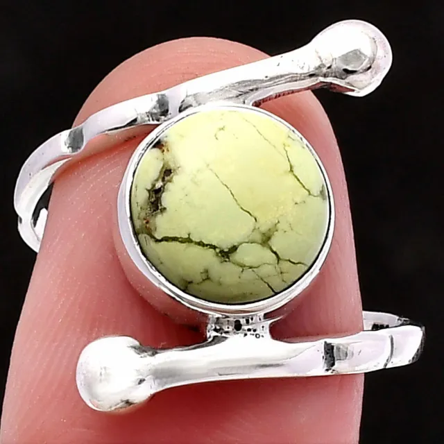 Natural Lemon Chrysoprase 925 Sterling Silver Ring s.9 Jewelry R-1546