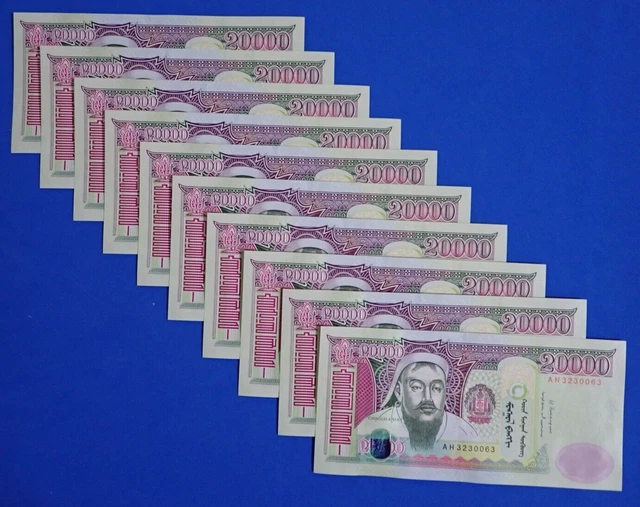 Lot 10 Pcs Mongolia 2013 UNC 20000 tugrik banknote