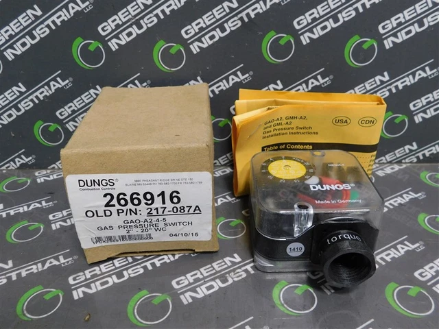 NEW DUNGS 266916 Gas Pressure Switch GAO-A2-4-5  2" - 20" WC 217-087A